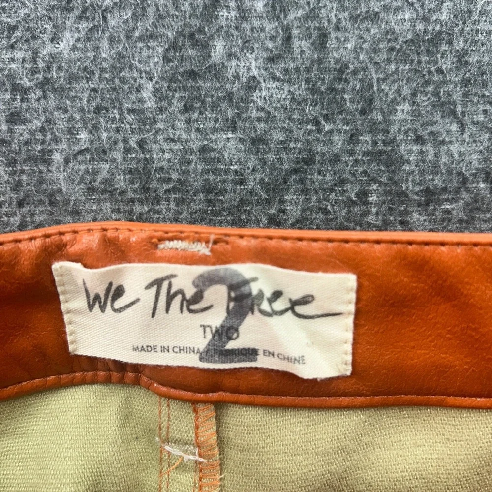 Free People We The Free It Factor Patent Vegan Leather Pants Orange 2 Streetwear